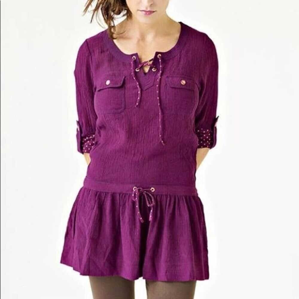 Matilda Jane Dress Womens Medium Burgundy Paint by Numbers Tawny Drop Waist Mini